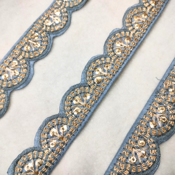 Scalloped Sequin Embroidered Lace Trim Border for Ethnic, Festive & Designer Wear