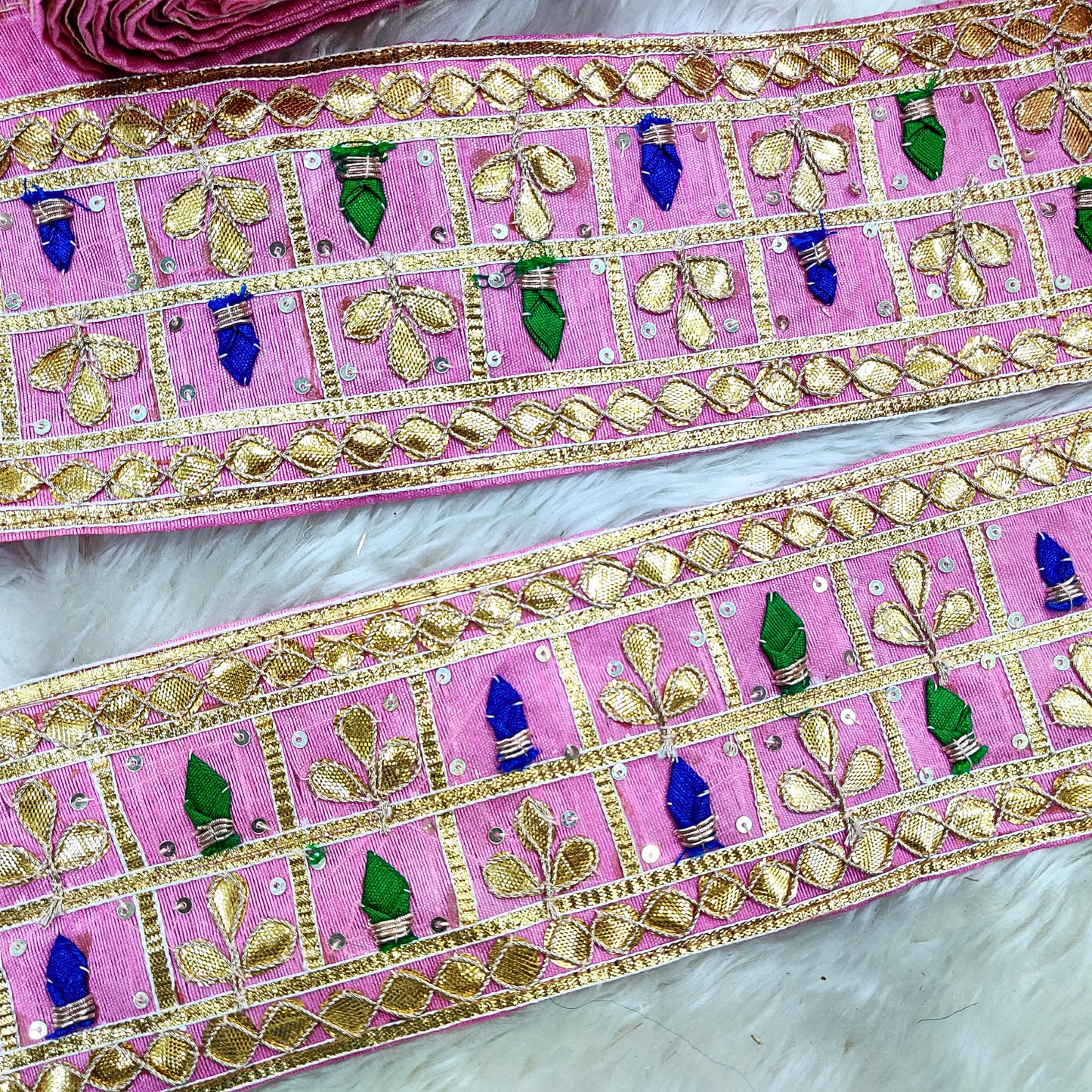 Pink Handcrafted Gota Trim