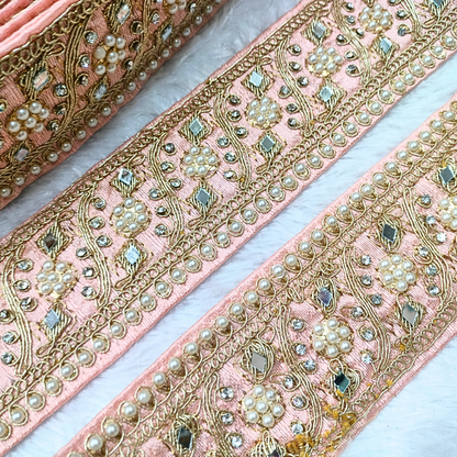 Peach Fancy Pearl and Mirror Trim