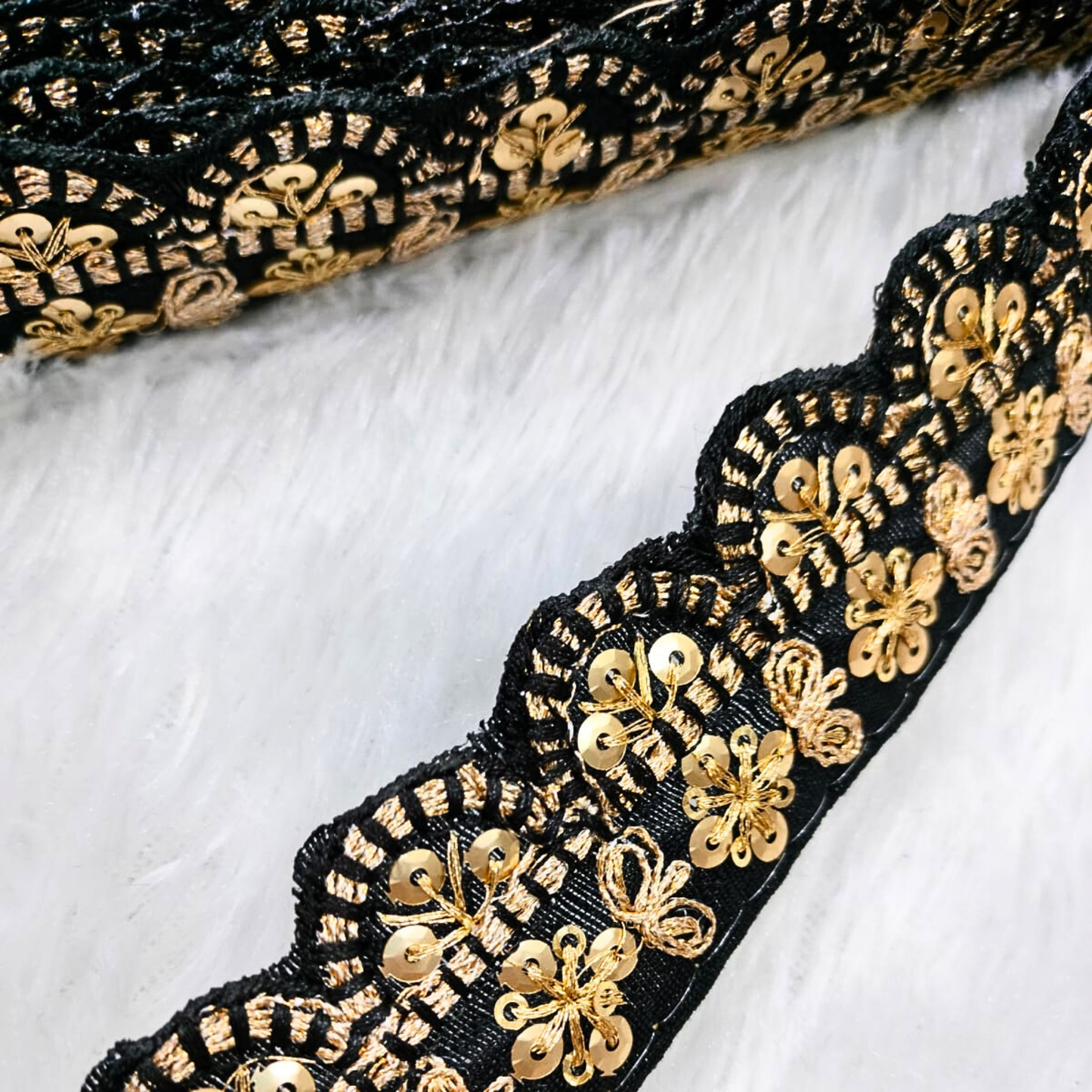 Black Fancy Embellished Trim