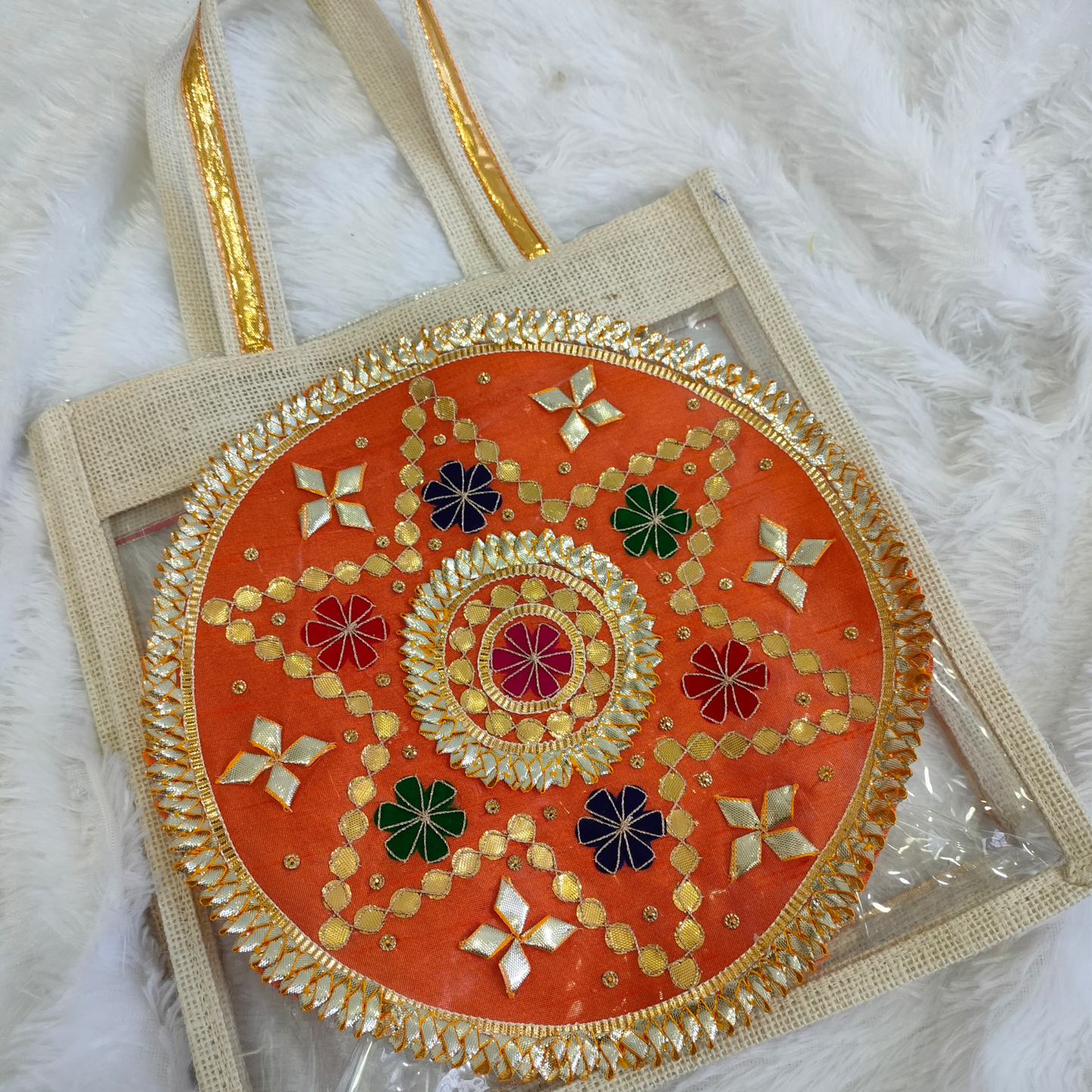 Orange Embellished Gota Patch (6 Pieces)