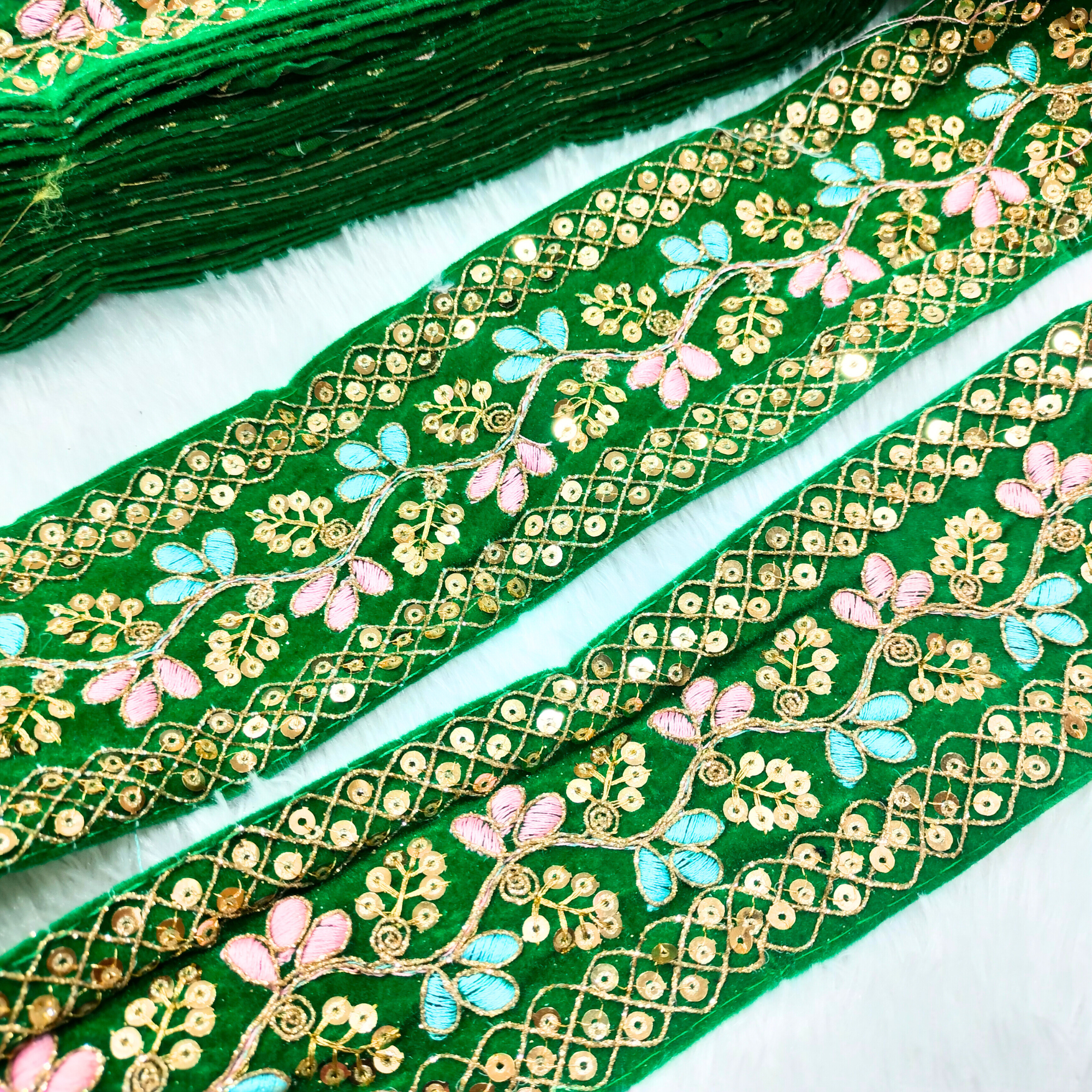Embroidered Floral Sequin Trim