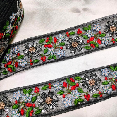 Multicolor Floral Embroidered Trim hover