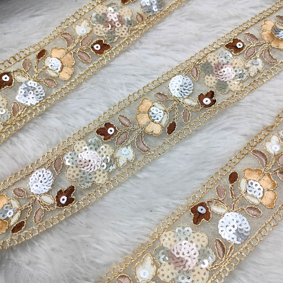 Neutral Floral Sequin Lace