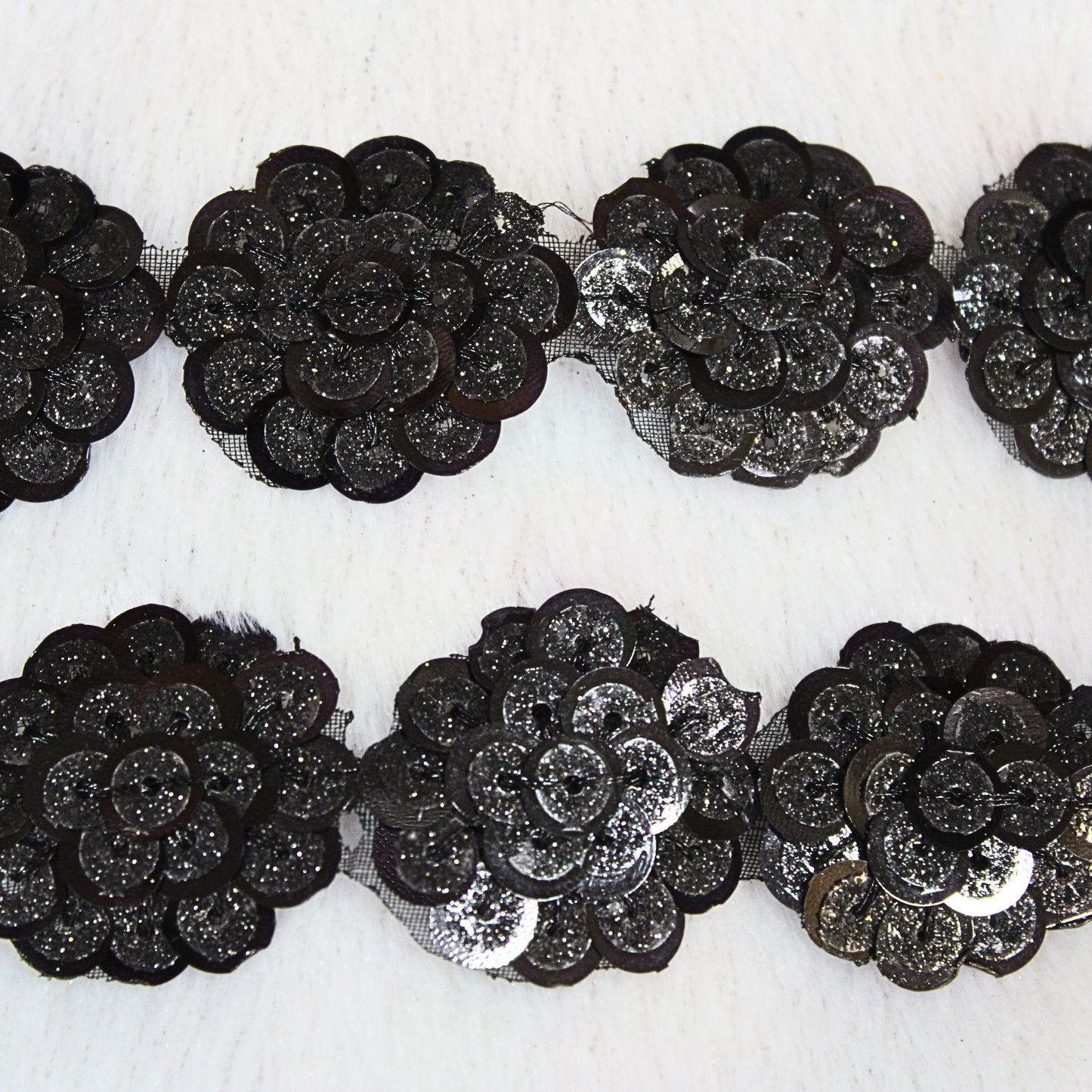 Black Circular Sequin Work Lace