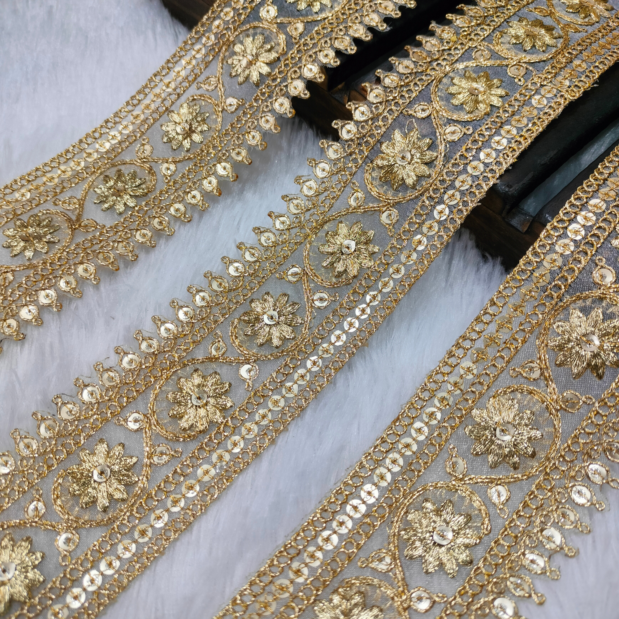 Floral Medallion Embroidered Lace