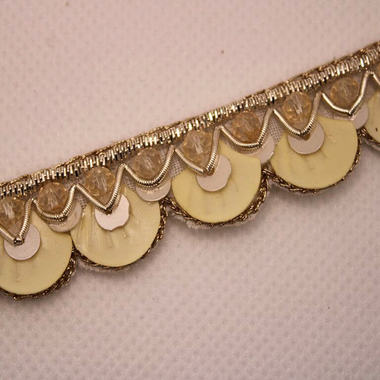 Light gold Shimmer Embroidered Border