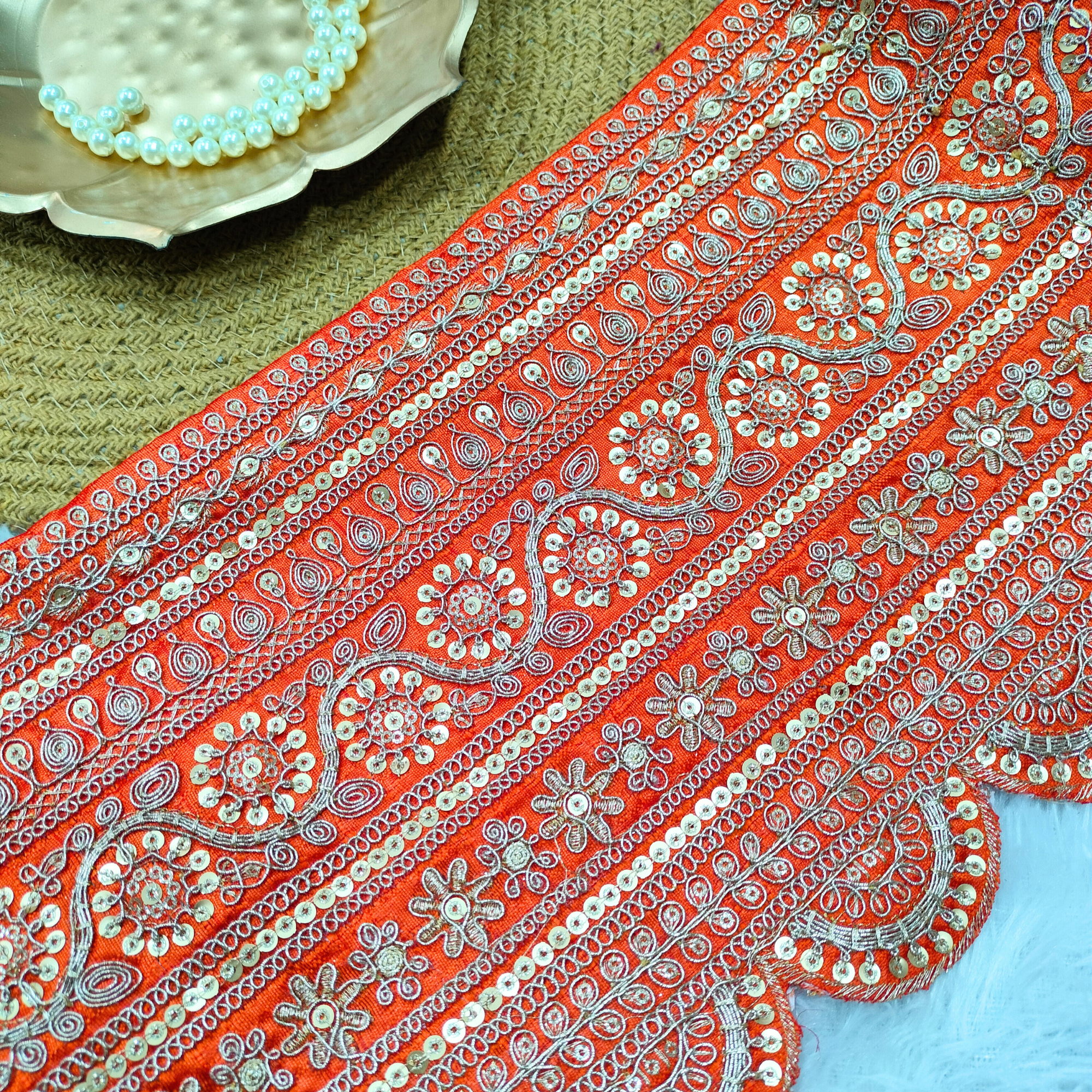 Traditional Zari Embellished Scallop Lace