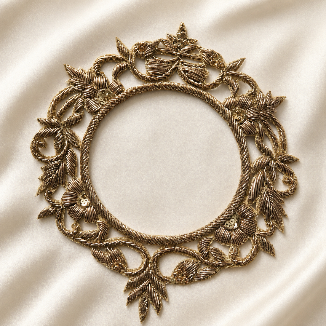 Handcrafted Circular Floral Embroidered Designer Patch