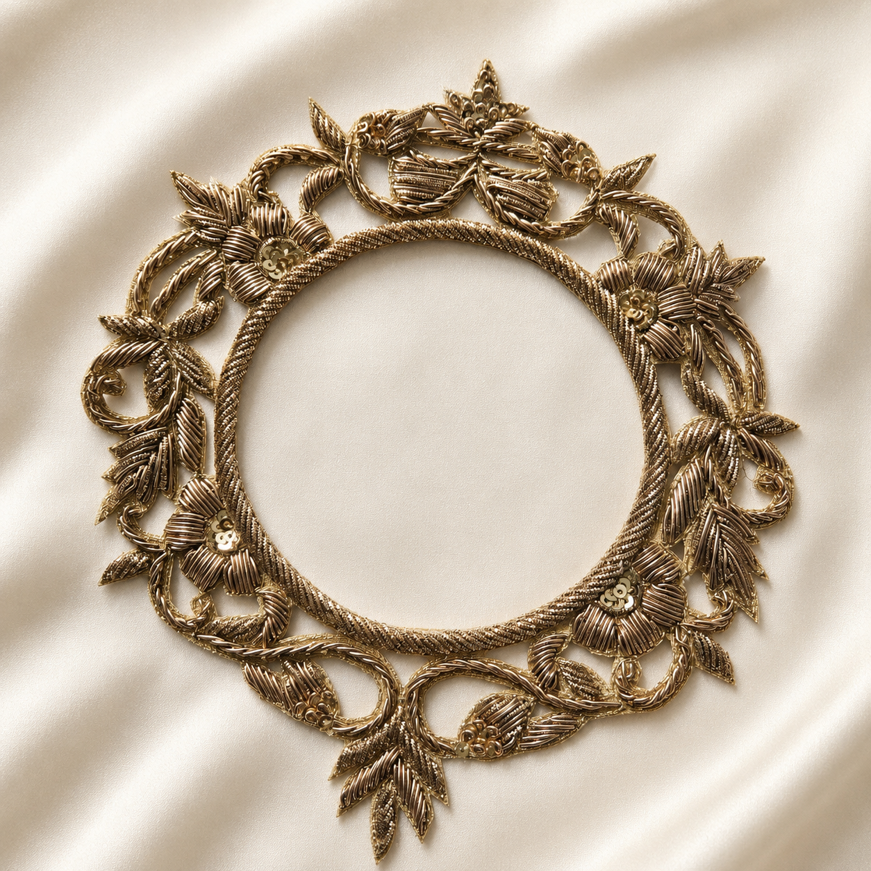 Handcrafted Circular Floral Embroidered Designer Patch