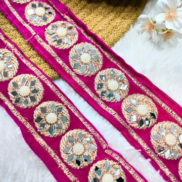 Magenta Velvet Mirror & Pearl Floral Lace