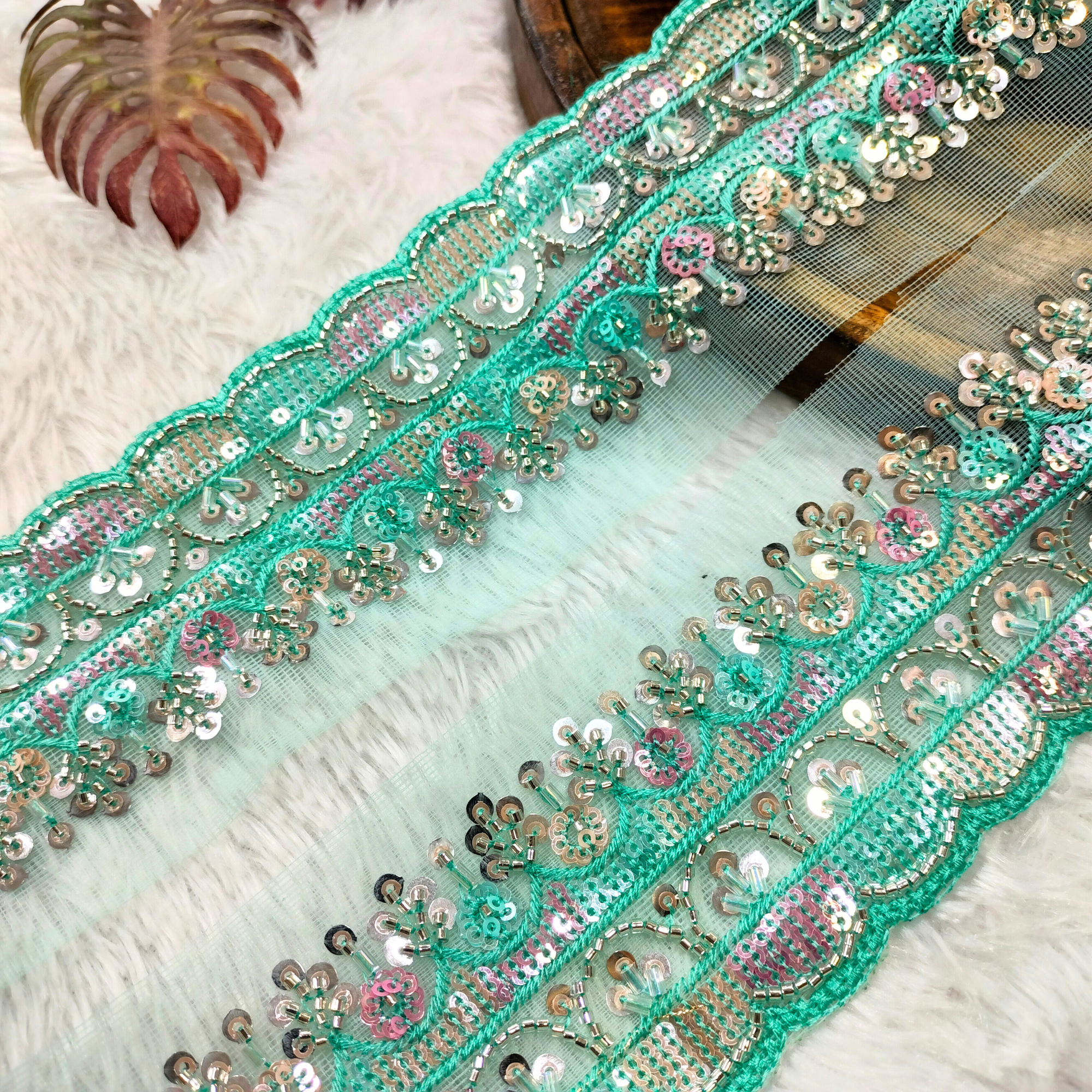 Multicolor Sequin Embellished Trim