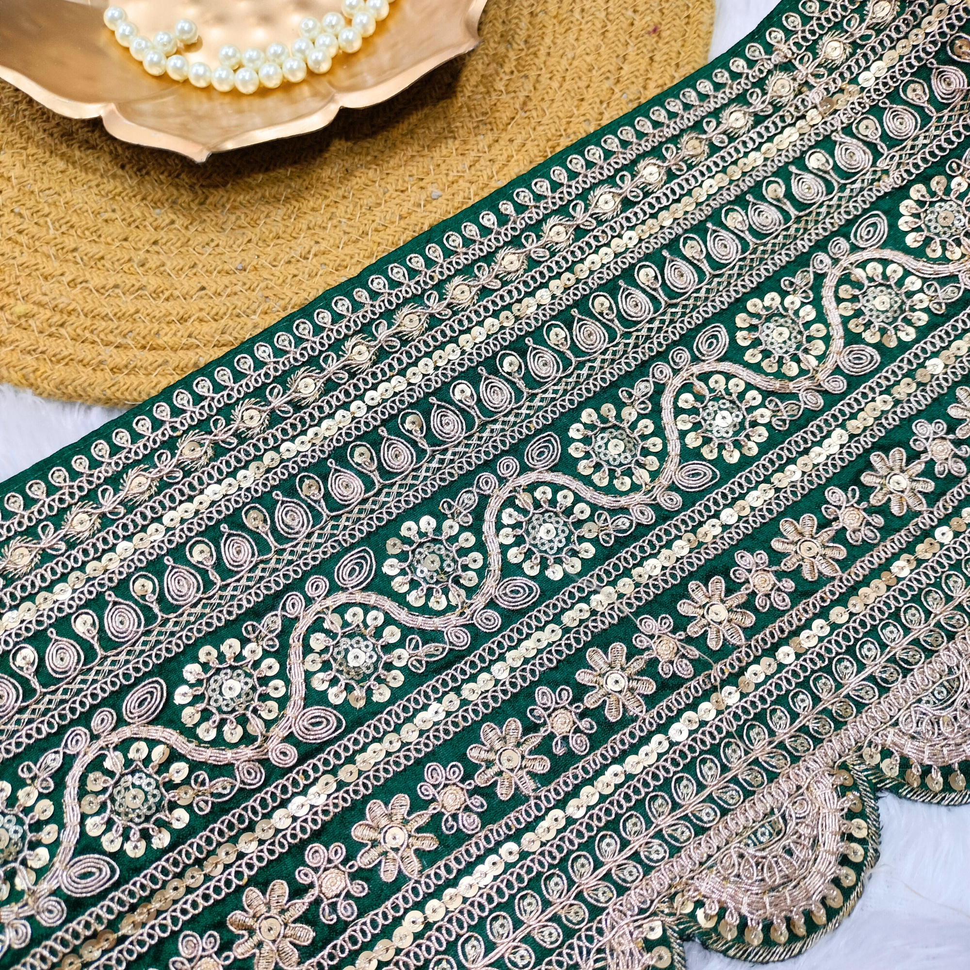 Traditional Zari Embellished Scallop Lace