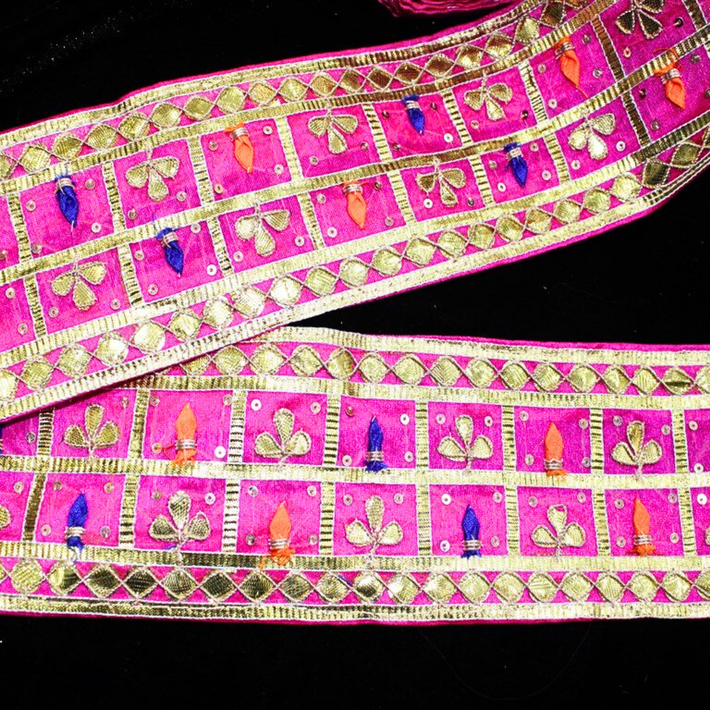 Pink Handcrafted Gota Trim