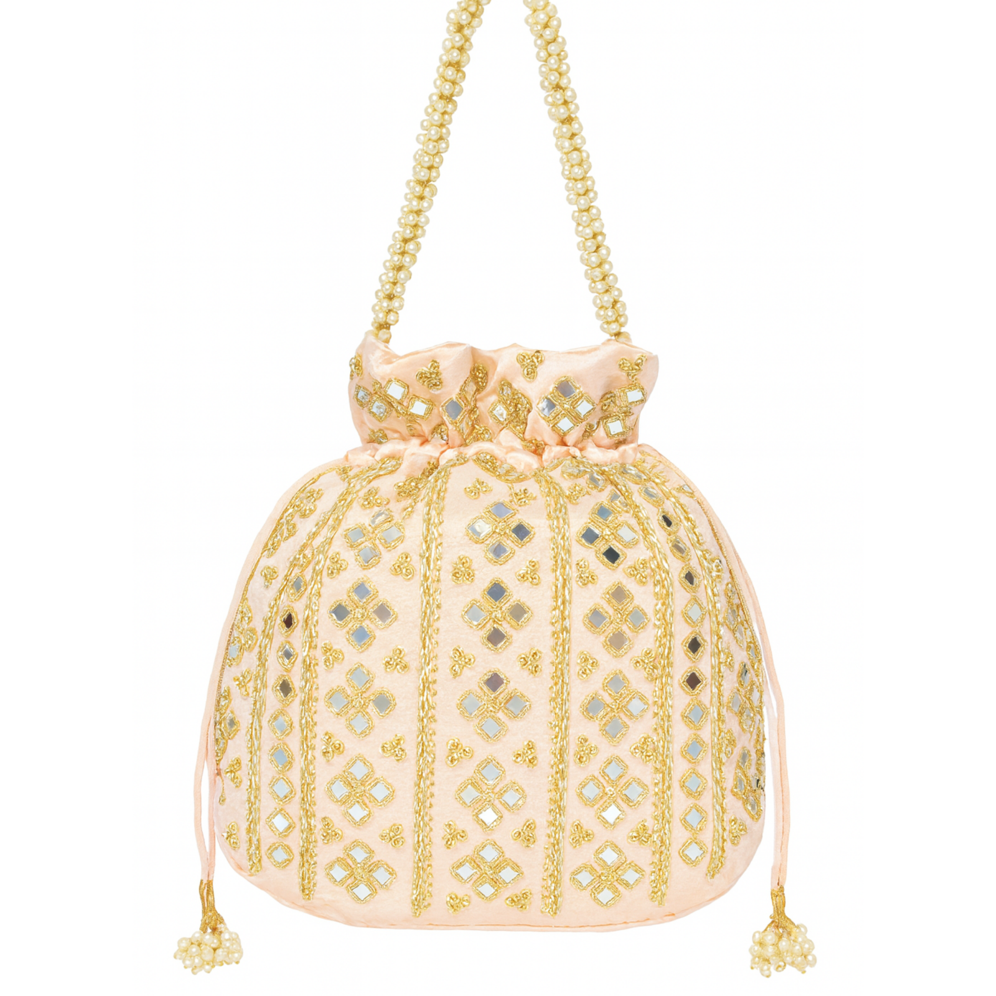 Peach Mirror Shine Potli