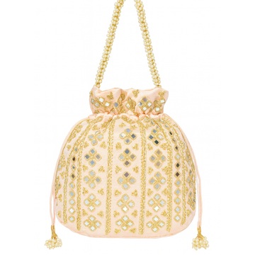Peach Mirror Shine Potli