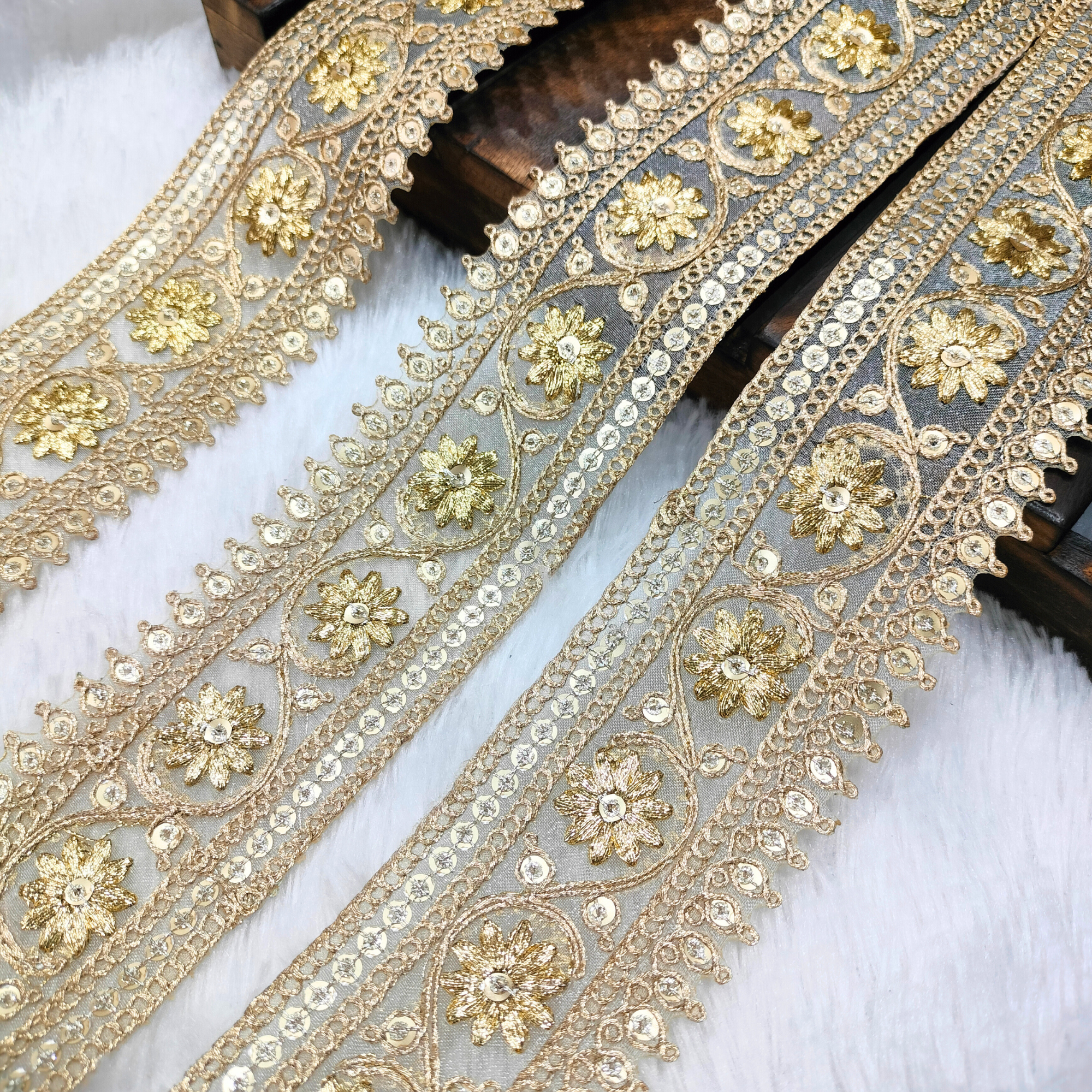 Floral Medallion Embroidered Lace