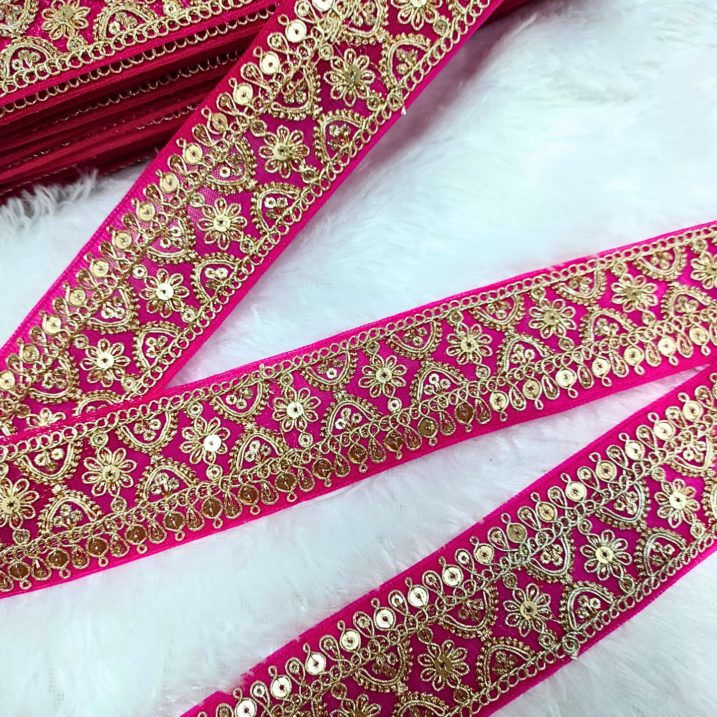 Fancy Pink Embellished Trim