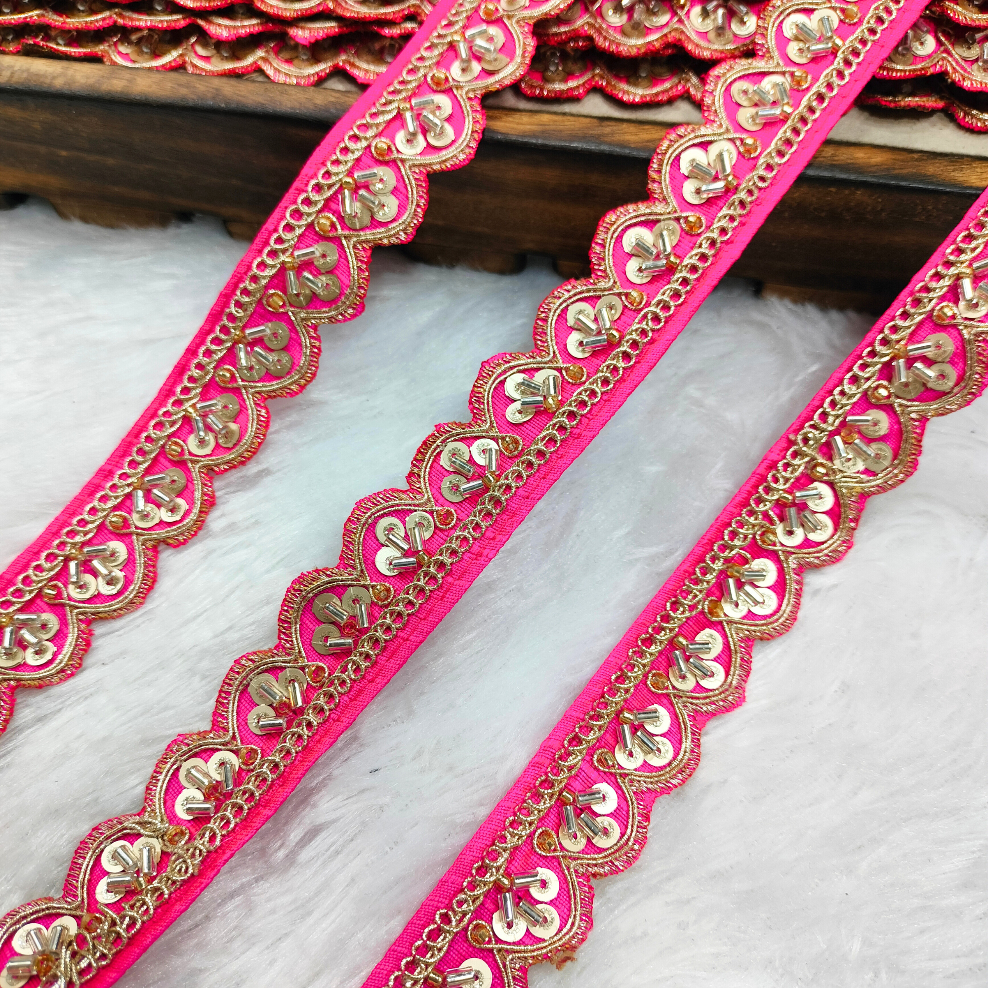 Scalloped Beaded Embroidered Trim