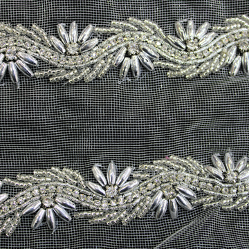 Silver Daisy Pearl & Stone Lace Border