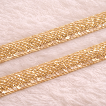 Gold Beaded Sequin Linear Lace
