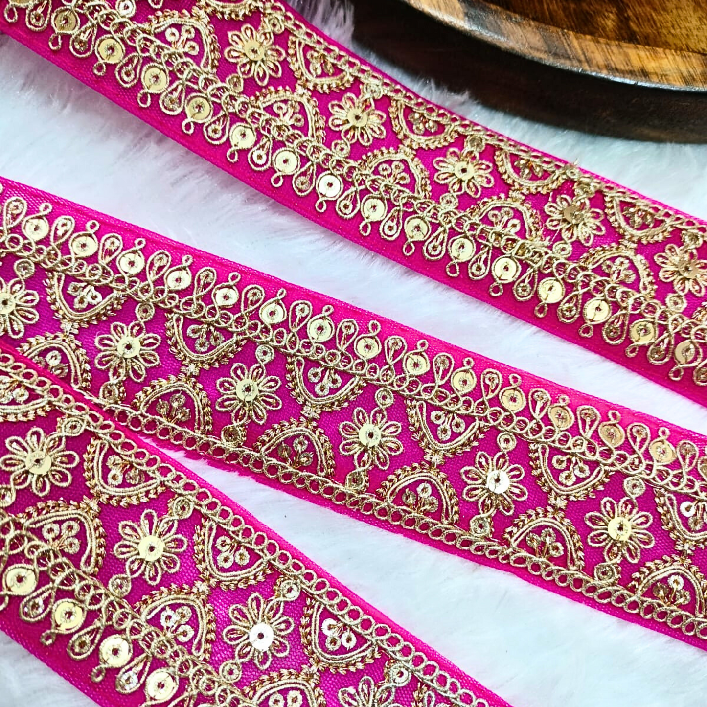 Fancy Pink Embellished Trim