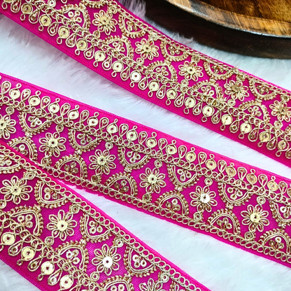 Fancy Pink Embellished Trim