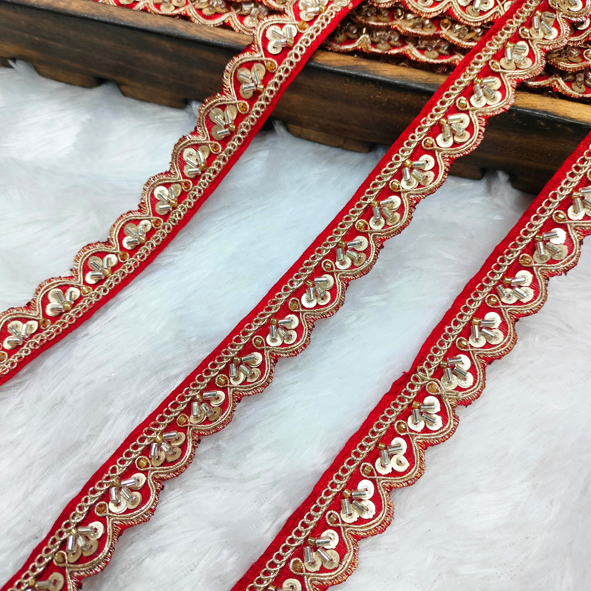 Scalloped Beaded Embroidered Trim