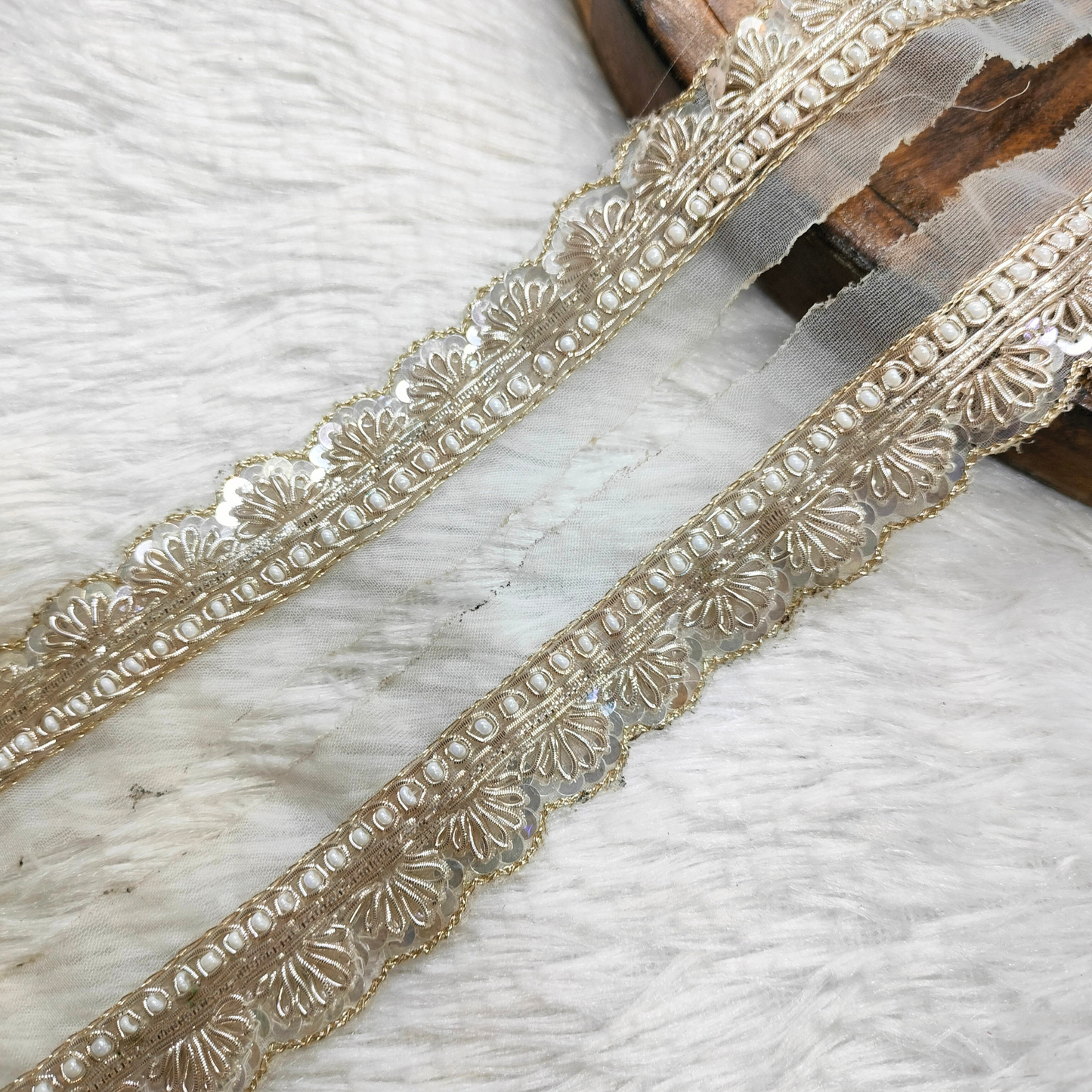 Water Gold Handcrafted Zardozi Trim