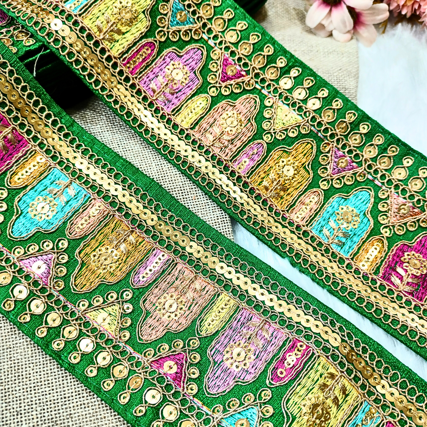 Green Fancy Embroidery Trim