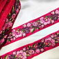 Pink Floral Embroidered Trim with Multicolor Accents