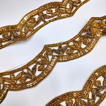 Antique Gold Handwork Zardozi Scalloped Trim