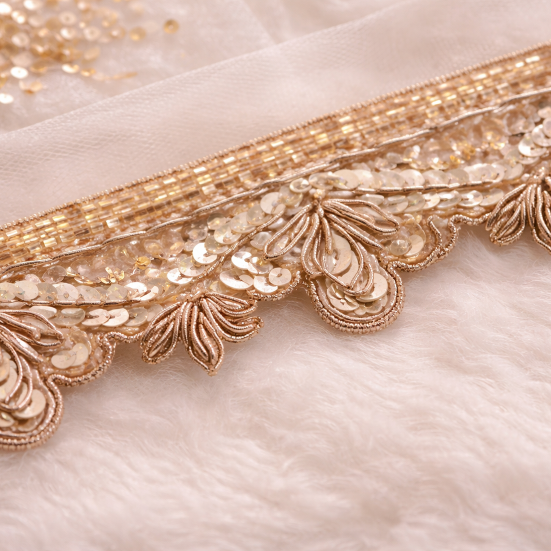 Gold Scalloped Heavy Handwork Lace