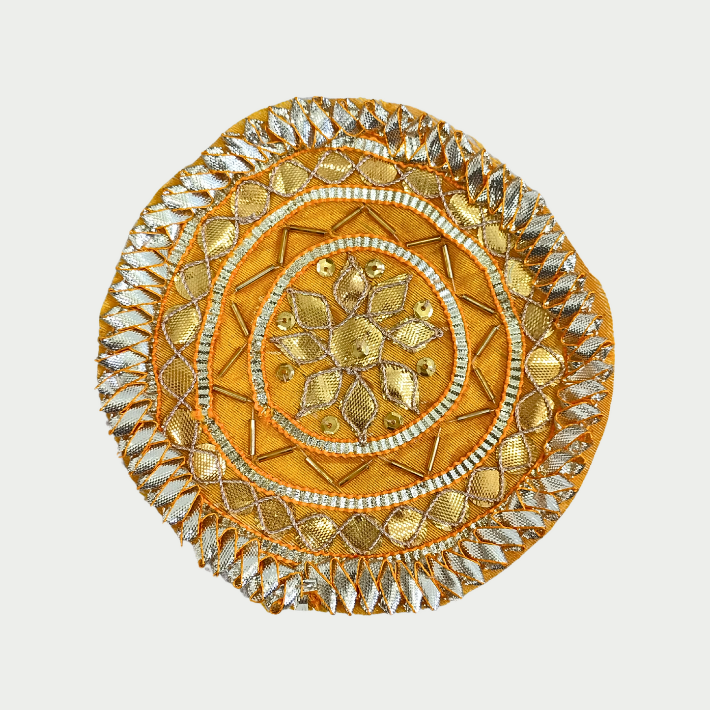 Circular Yellow Embellished Gota Patch (12 Pieces)