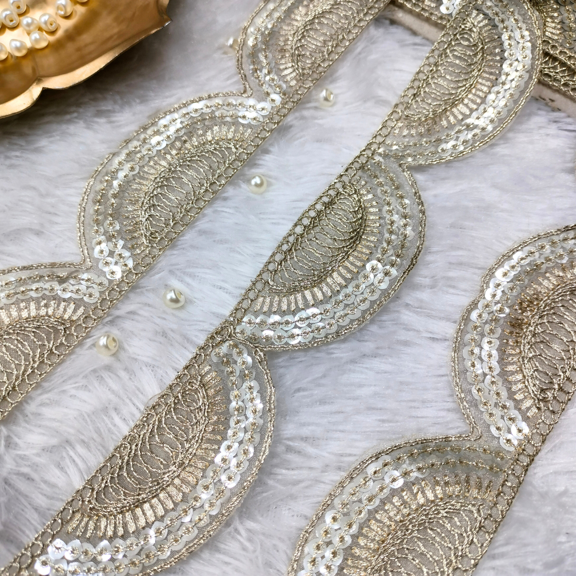 Scalloped Border Embroidered Designer Lace