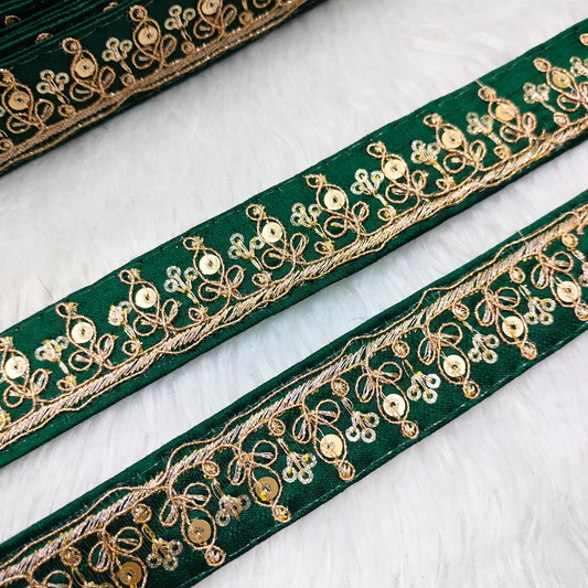 Dark Green Fancy Zari Trim