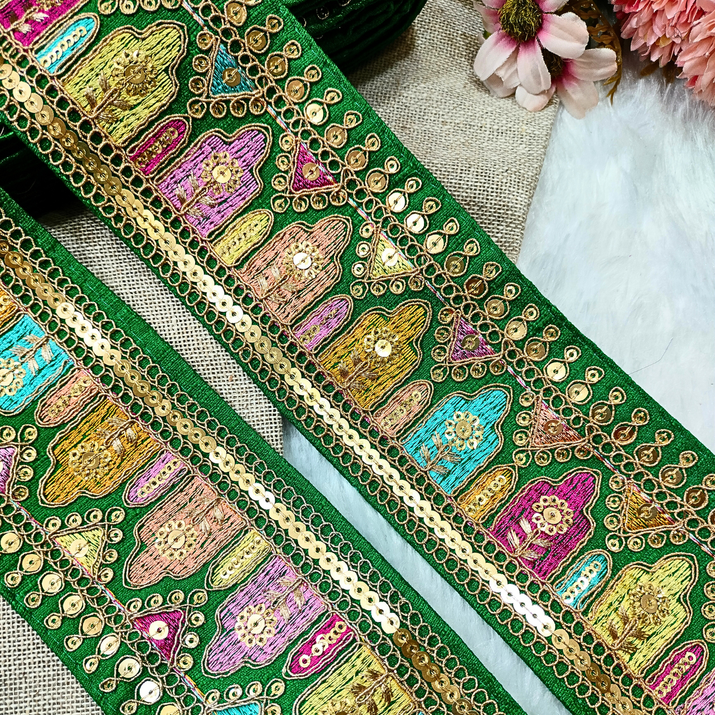 Green Fancy Embroidery Trim