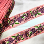 Blush Pink Floral Embroidered Trim with Multicolor Accents