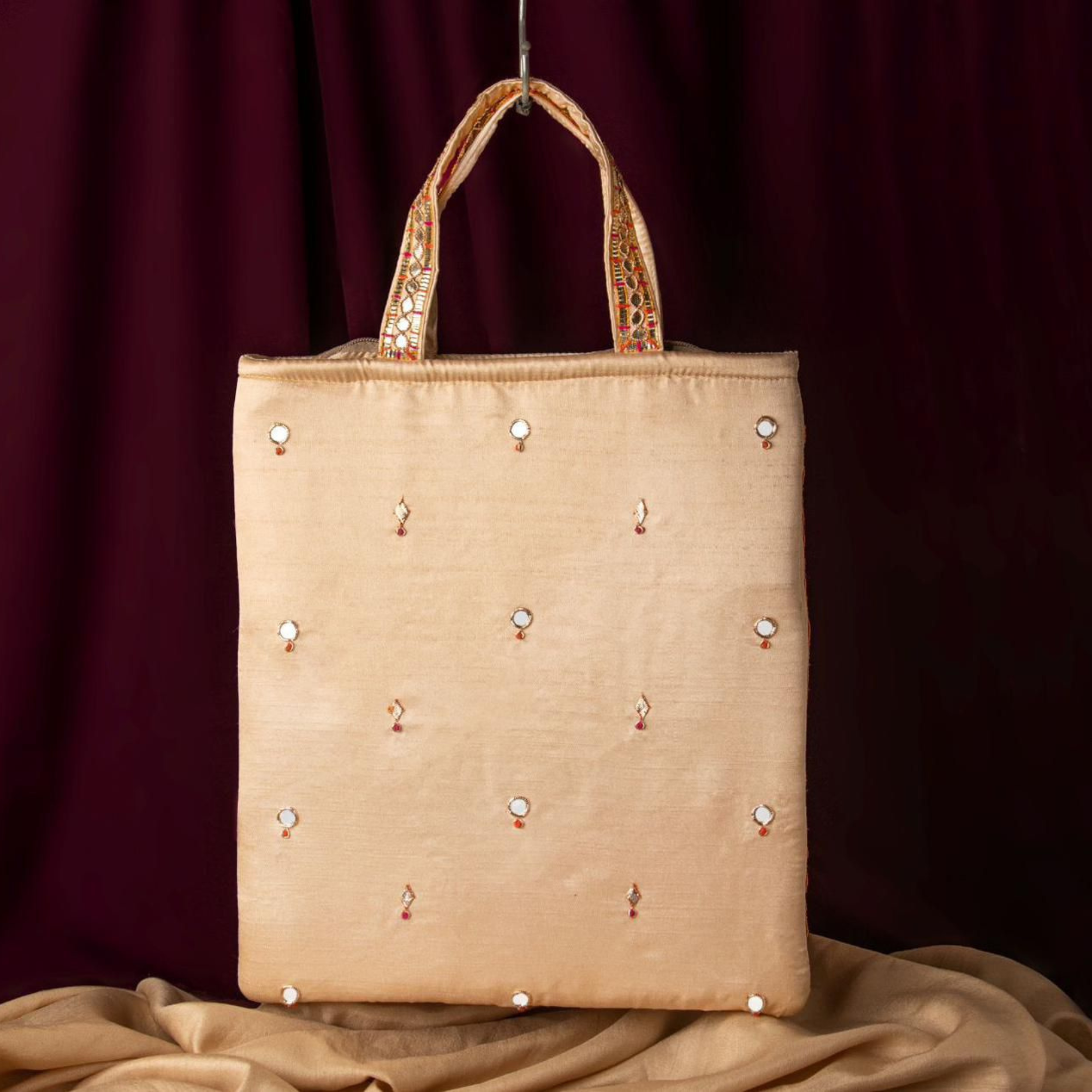 Minimalist Ivory Mirror Work Tote Bag