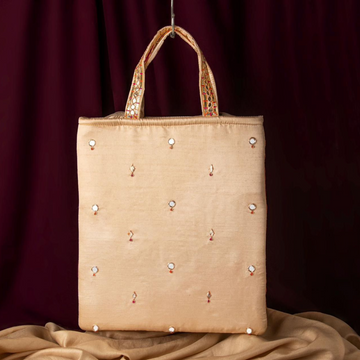 Minimalist Ivory Mirror Work Tote Bag