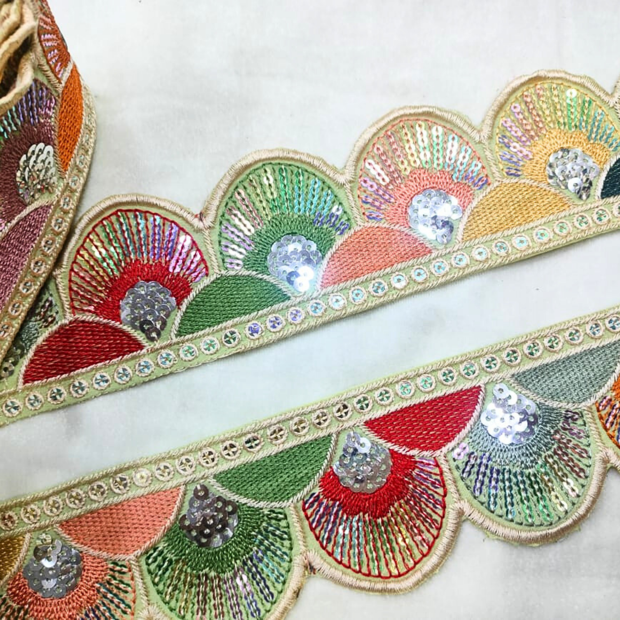 Vibrant Multicolor Sequin Trim