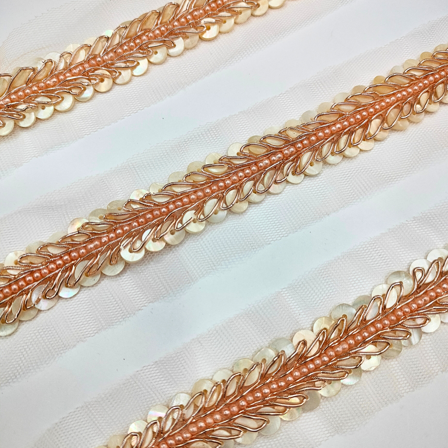 Rose Gold Fancy Embellished Handwork Border