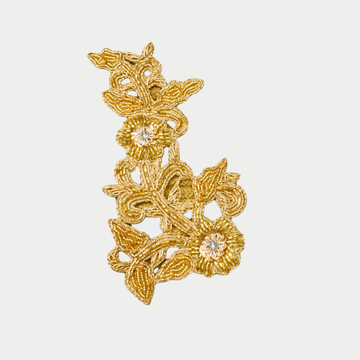 Handcrafted Gold Floral Zardozi Embroidered Patch
