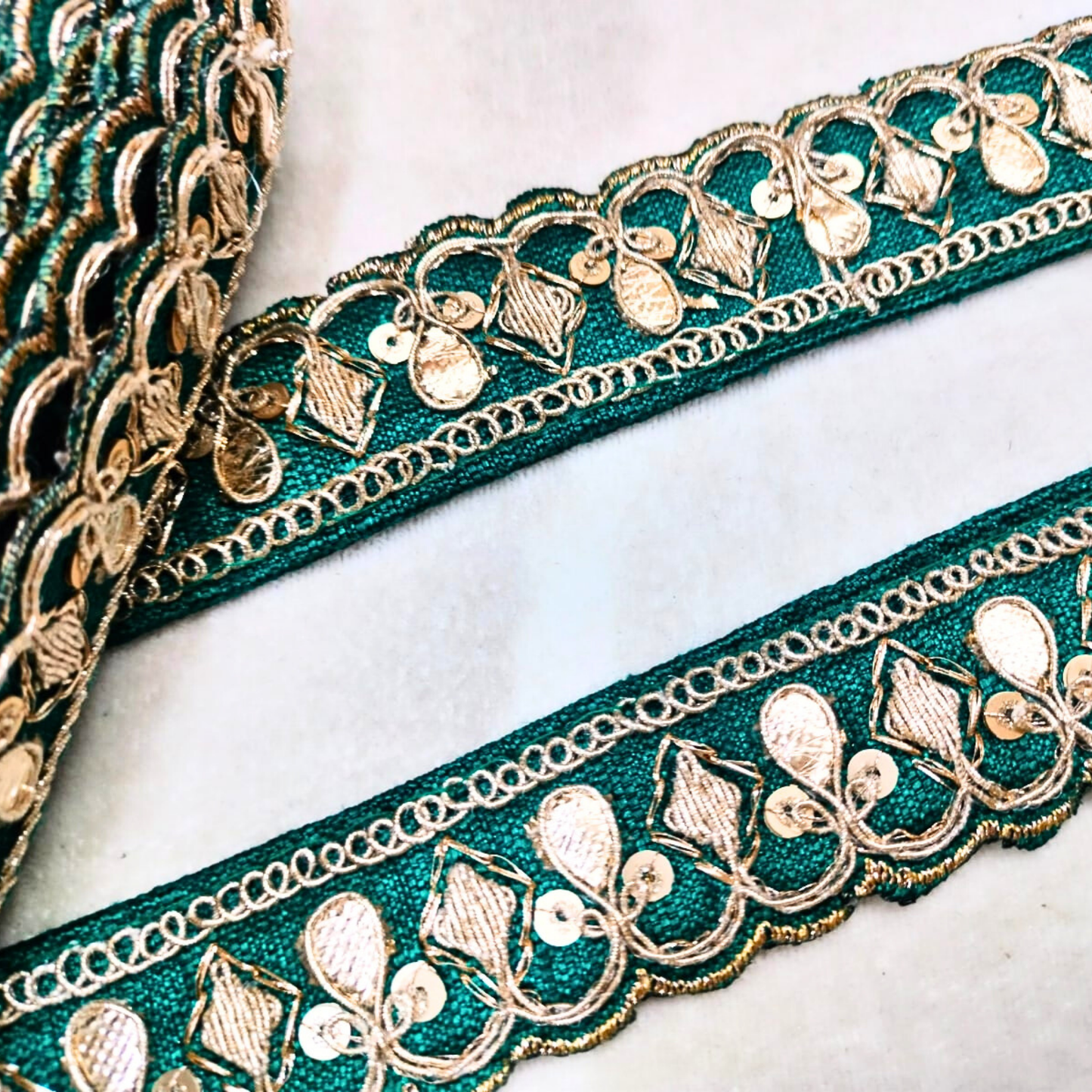 Rama Green Fancy Embellished Trim