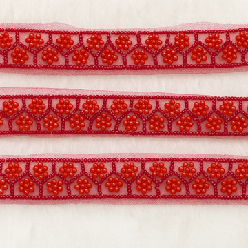 Handcrafted Pearl Floral Net Trim