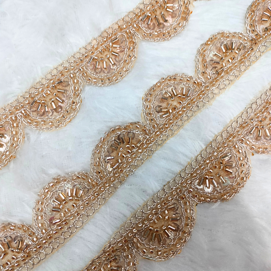 Scalloped Rose Gold Cutdana Embellished Trim