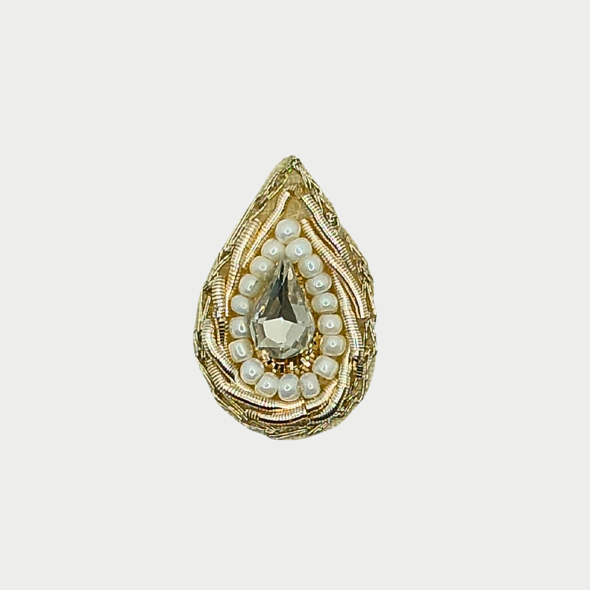 Elegant Light Gold Drop Zardozi Patch