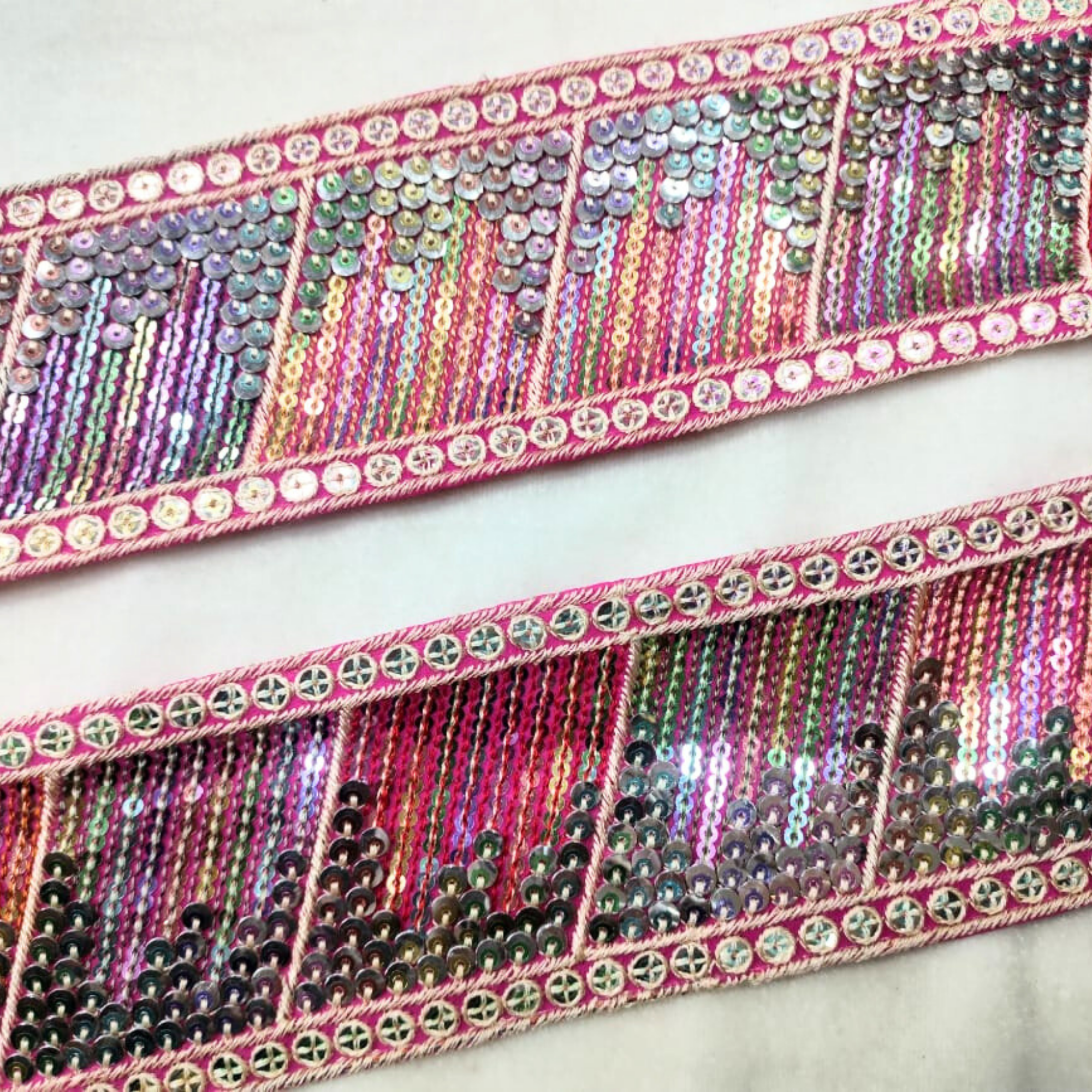Multicolor Sequin Trim Lace