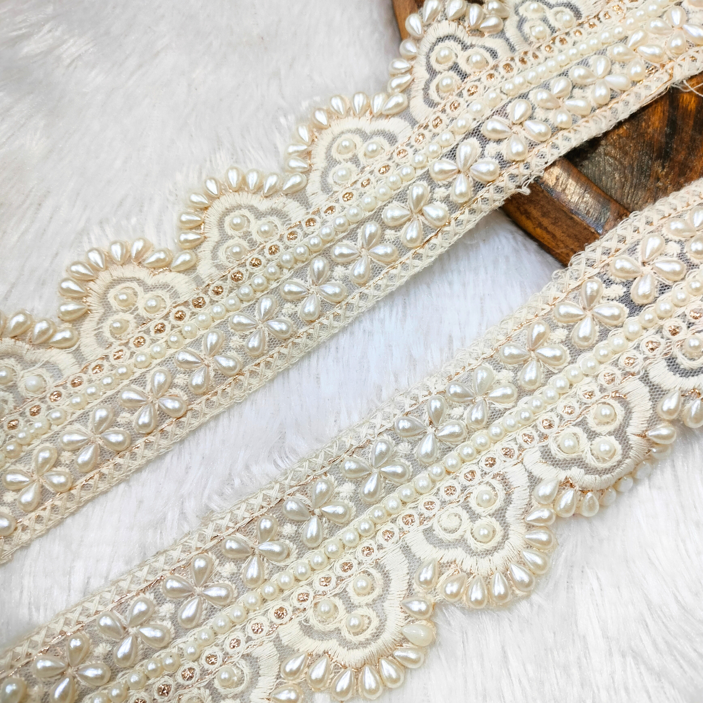 White Pearl Threadwork Trim