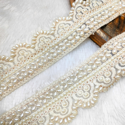 White Pearl Threadwork Trim